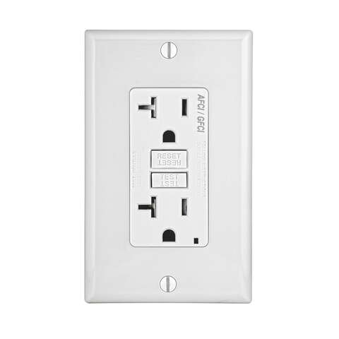 Leviton SmartlockPro 20 amps 125 V Duplex White AFCI/GFCI Dual Function Outlet 5-20R 1 pk