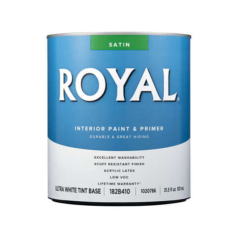 Royal Satin Tint Base Ultra White Base Paint Interior 1 qt, Pack of 4