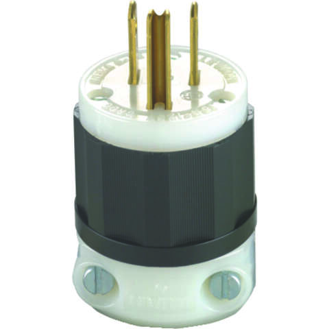 Leviton Industrial Nylon Straight Blade Plug 5-15P 18-10 AWG 2 Pole 3 Wire