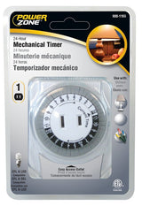 PowerZone TNI24111 Electromechanical Timer, 15 A, 125 V, 1875 W, 1-Outlet, 24 hr Time Setting, 24 hr Cycle, White