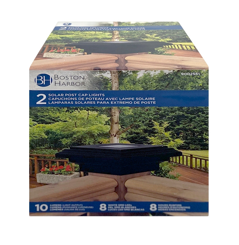 Boston Harbor 26087 Solar Fence Post Cap Light, Plastic, Black