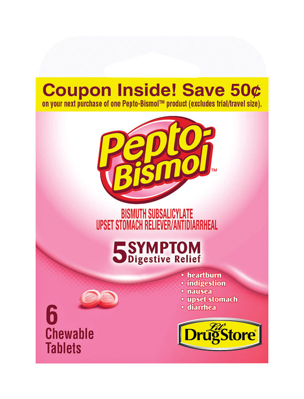 Pepto Bismol Lil Drugstore Upset Stomach Reliever 6 ct 6 pk, Pack of 6
