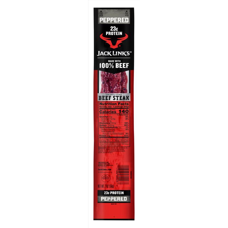 Jack Link's Jumbo Peppered Beef Steak 2 oz Packet, Pack of 12