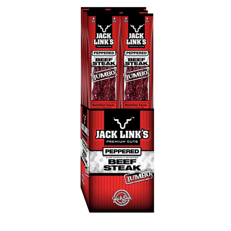Jack Link's Jumbo Peppered Beef Steak 2 oz Packet, Pack of 12