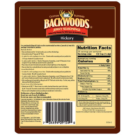 LEM Backwoods Hickory Jerky Seasoning 3.65 oz Boxed, Pack of 6