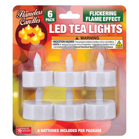 Magic Seasons White No Scent LED Flameless Tea Lights, Pack of 12