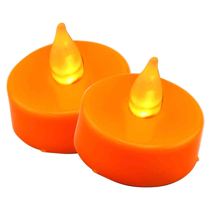 Magic Seasons Orange No Scent Flameless LED Tea Lights, Pack of 12