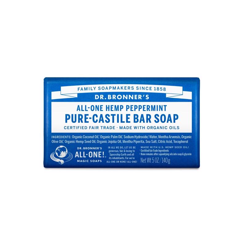 Dr. Bronner's Organic Peppermint Scent Pure-Castile Bar Soap 5 oz, Pack of 12