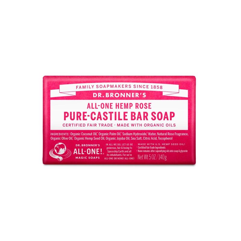 Dr. Bronner's Organic Rose Scent Pure-Castile Bar Soap 5 oz, Pack of 12