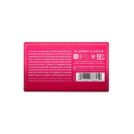 Dr. Bronner's Organic Rose Scent Pure-Castile Bar Soap 5 oz, Pack of 12