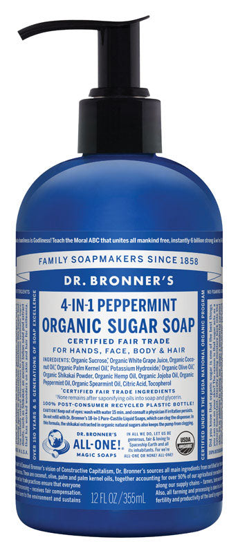 Dr. Bronner's Organic Peppermint Scent Sugar Scrub 12 oz, Pack of 12