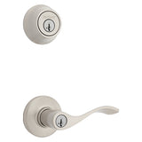 Kwikset 96900-420 Deadbolt Security Set, Keyed Entry Lock, Lever Handle, Balboa Design, Satin Nickel, Turn Piece, Zinc