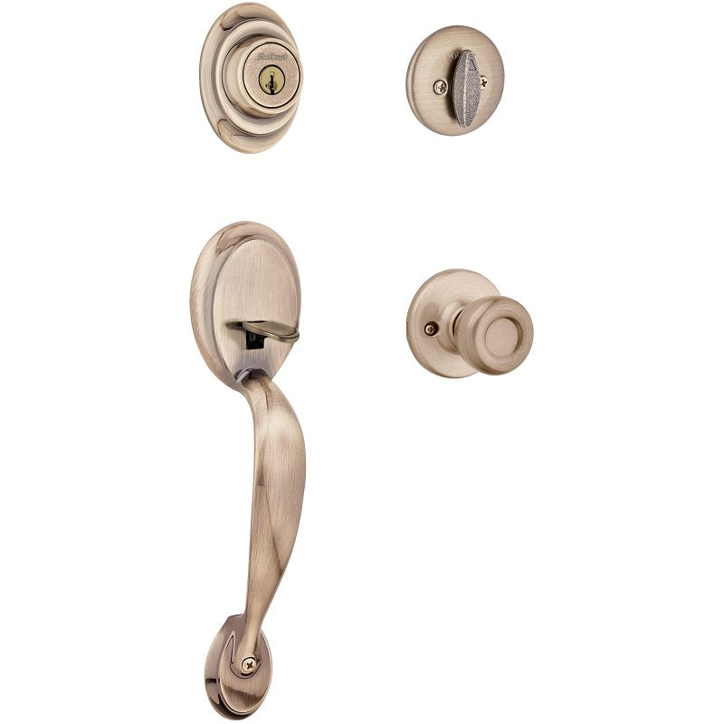 Kwikset Dakota Series 687DAXT 5 SMT RBP Handleset with Tylo Knob, Traditional Lock, Wave Handle, Polished Brass, 3 Grade