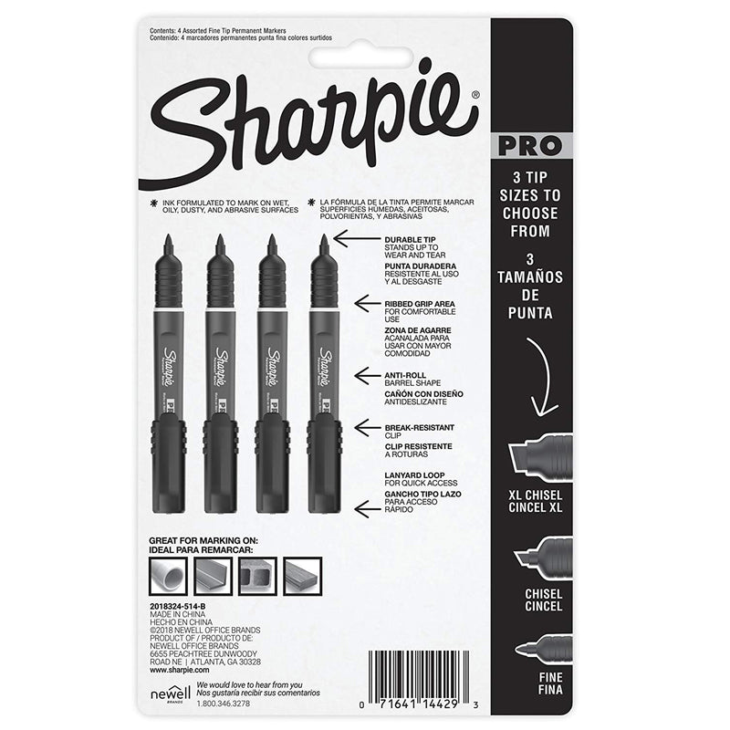 Sharpie PRO Assorted Fine Tip Permanent Marker 4 pk, Pack of 6
