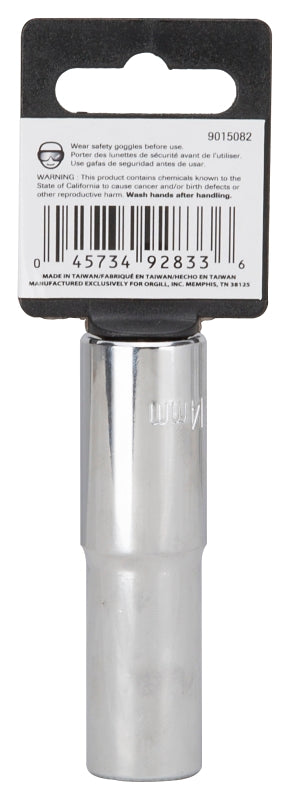 Vulcan MT6528975 Drive Socket, 14 mm Socket, 1/2 in Drive, 12-Point, Chrome Vanadium Steel, Chrome