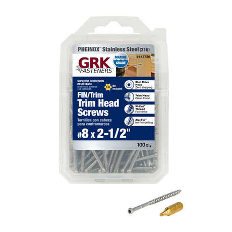 GRK Fasteners No. 8 in. X 2-1/2 in. L Star Trim Head W-Cut Construction Screws