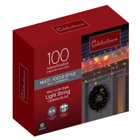 Celebrations Red Incandescent Mini Multicolored 100 ct Icicle Christmas Lights 5.67 ft., Pack of 12