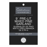 Celebrations Platinum 14 in. D X 9 ft. L LED Prelit Pure White Mixed Pine Christmas Garland, Pack of 4