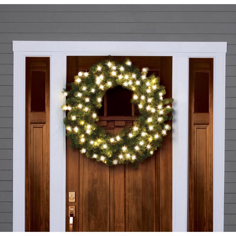 Celebrations Platinum 36 in. D LED Prelit Warm White Mixed Pine Christmas Wreath