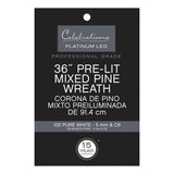 Celebrations Platinum 36 in. D LED Prelit Pure White Mixed Pine Christmas Wreath