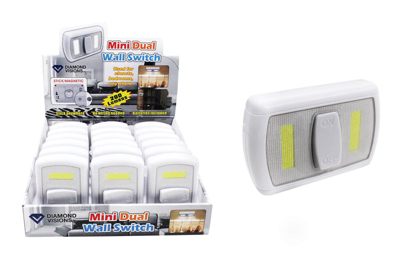 Diamond Visions Manual Battery Powered Mini COB LED Night Light w/Switch, Pack of 12