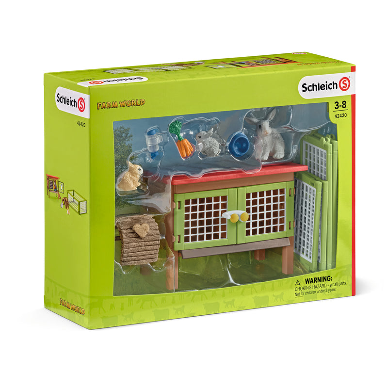 Schleich Farm World Rabbit Hutch Toy Set 8 pc, Pack of 2