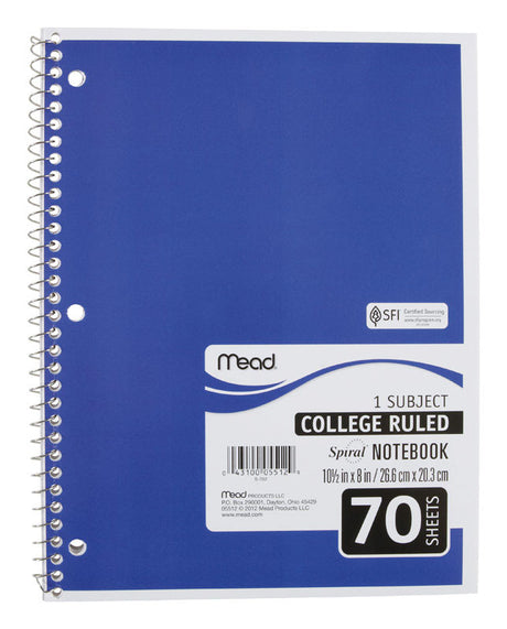 Mead 8 in. W X 10-1/2 in. L College Ruled Spiral Assorted Notebook, Pack of 24