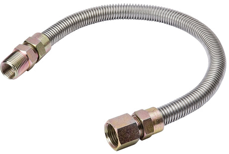 B & K ProLine Series G014SS101118RP Gas Connector, 1/2 in, MIP x FIP, Stainless Steel, 18 in L, 3/8 in OD