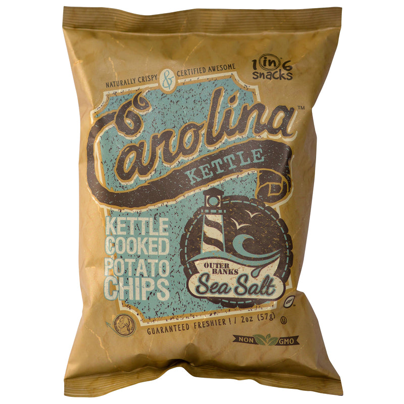 1 in 6 Snacks Carolina Outer Banks Sea Salt Potato Chips 2 oz Bagged, Pack of 20