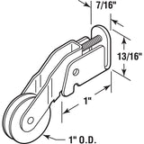 Prime-Line B 656 Adjustable Center Grooved Roller Assembly, 1 in Dia Roller, 1/4 in W Roller, Steel Roller, 7/16 in W