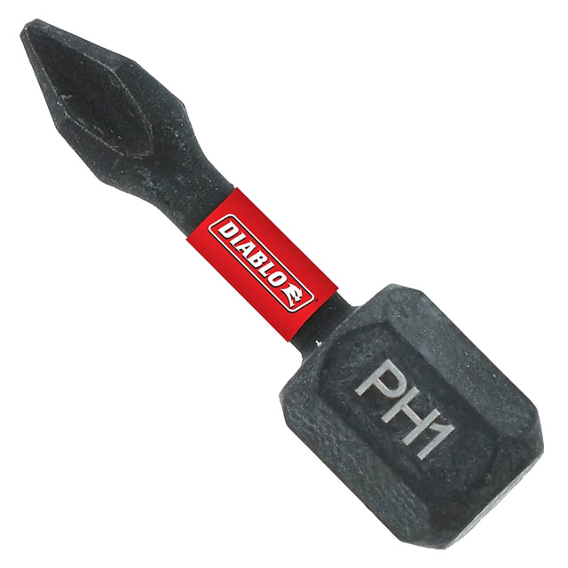 Diablo DPH11P2 Drive Bit, #1 Drive, Phillips Drive, 1/4 in Shank, Hex Shank, 1 in L