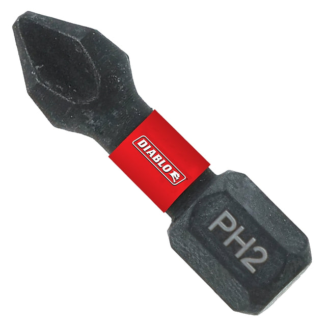 Diablo DPH21P25 Drive Bit, #2 Drive, Phillips Drive, 1/4 in Shank, Hex Shank, 1 in L