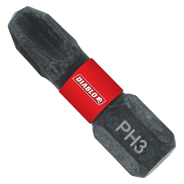 Diablo DPH31P5 Drive Bit, #3 Drive, Phillips Drive, 1/4 in Shank, Hex Shank, 1 in L