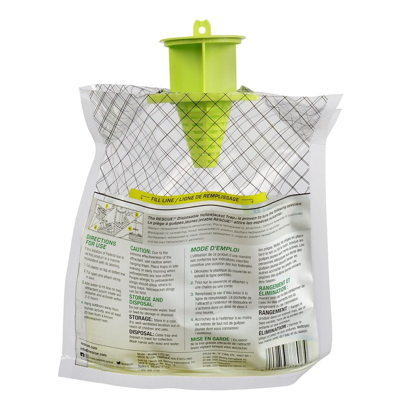 Rescue YJTD-DB12-W-C Disposable Yellow Jacket Trap, Solid, Green Tea, Sweet, Pack of 12