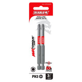 Diablo DPH335P2 Drive Bit, #3 Drive, Phillips Drive, 1/4 in Shank, Hex Shank, 3-1/2 in L