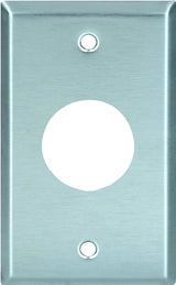 Eaton Wiring Devices 93091-BOX Single Receptacle Wallplate, 4-1/2 in L, 2-3/4 in W, 1 -Gang, 302/304 Stainless Steel