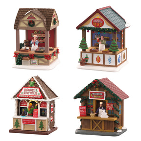 Lemax Assorted Christmas Market Series Christmas Village, Pack of 8
