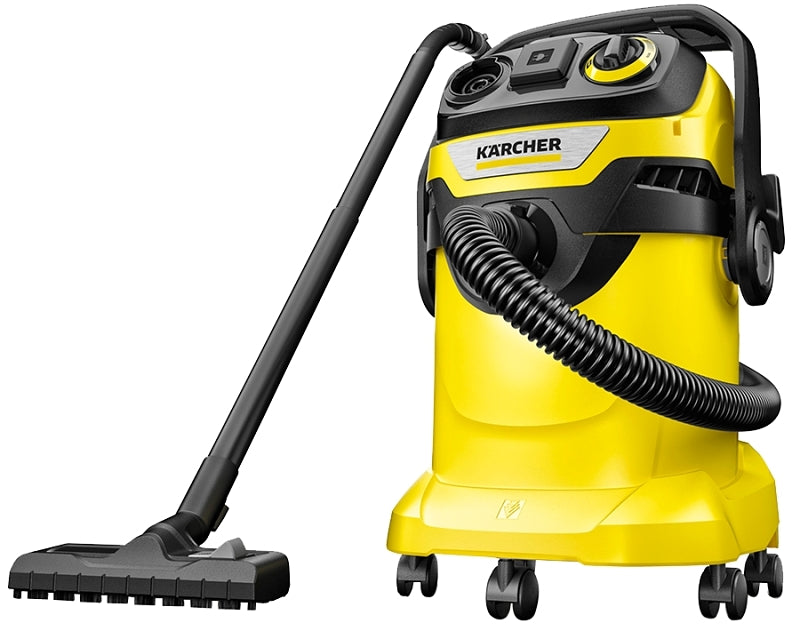Karcher 1.628-311.0 Wet and Dry Vacuum Cleaner, 6.3 gal, 73 dB, Flat Pleated, 1100 W, 120 V, Yellow
