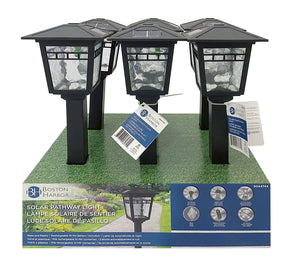 Boston Harbor 26072 Solar Coach Stake Light, Nickel-Metal Hydride Battery, AA Battery, 1-Lamp, Plastic/Glass Fixture, Pack of 6