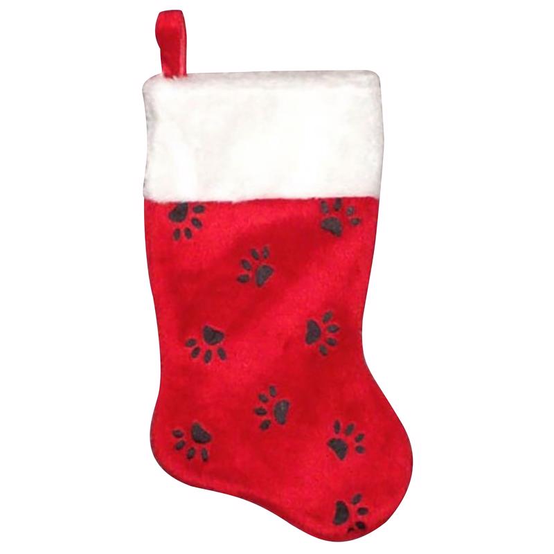 Dyno Red/White/Black Paw Print Christmas Stocking 16 in., Pack of 6