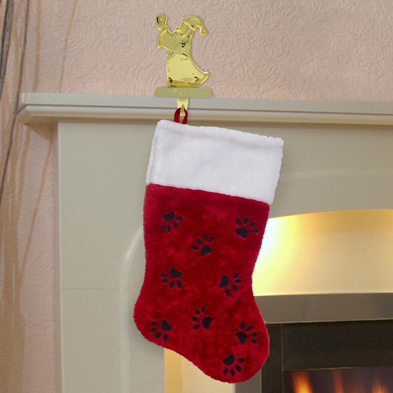 Dyno Red/White/Black Paw Print Christmas Stocking 16 in., Pack of 6