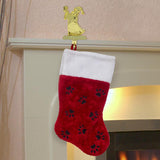 Dyno Red/White/Black Paw Print Christmas Stocking 16 in., Pack of 6