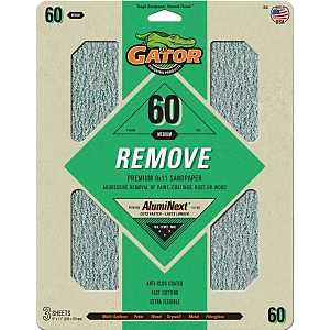 Gator AlumiNext 7260 Sanding Sheet, 11 in L, 9 in W, 60 Grit, Coarse, Aluminum Oxide Abrasive