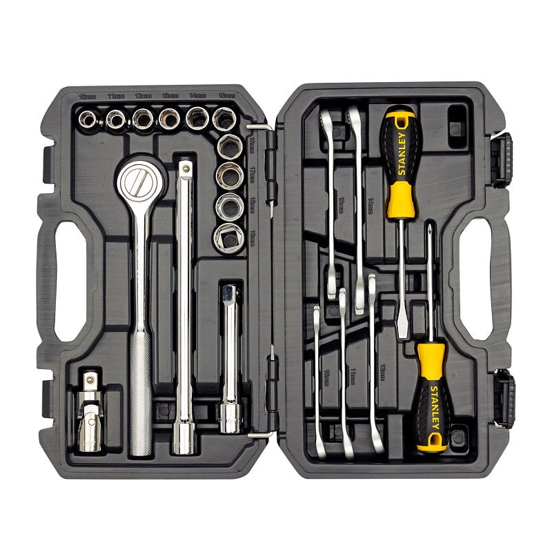 STANLEY STMT45513-LA Mechanic's Tool Set, 21 -Piece, Plastic/Steel, Silver, Pack of 3