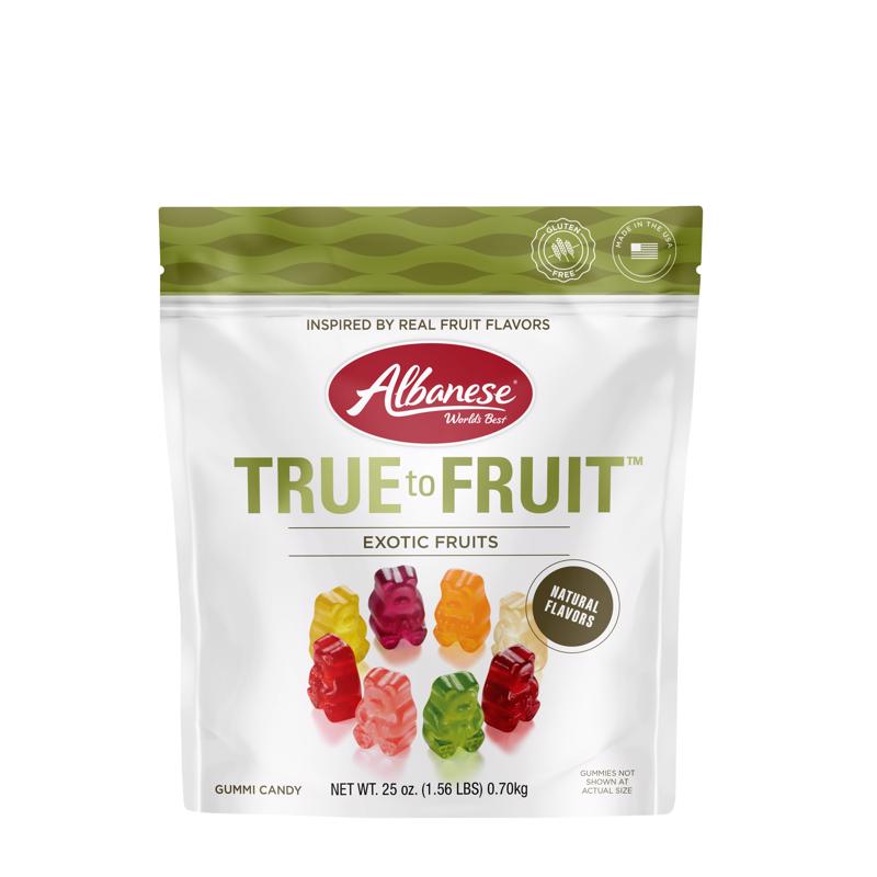 Albanese True to Fruit-Exotic Fruits Assorted Gummi Bears 25 oz, Pack of 4