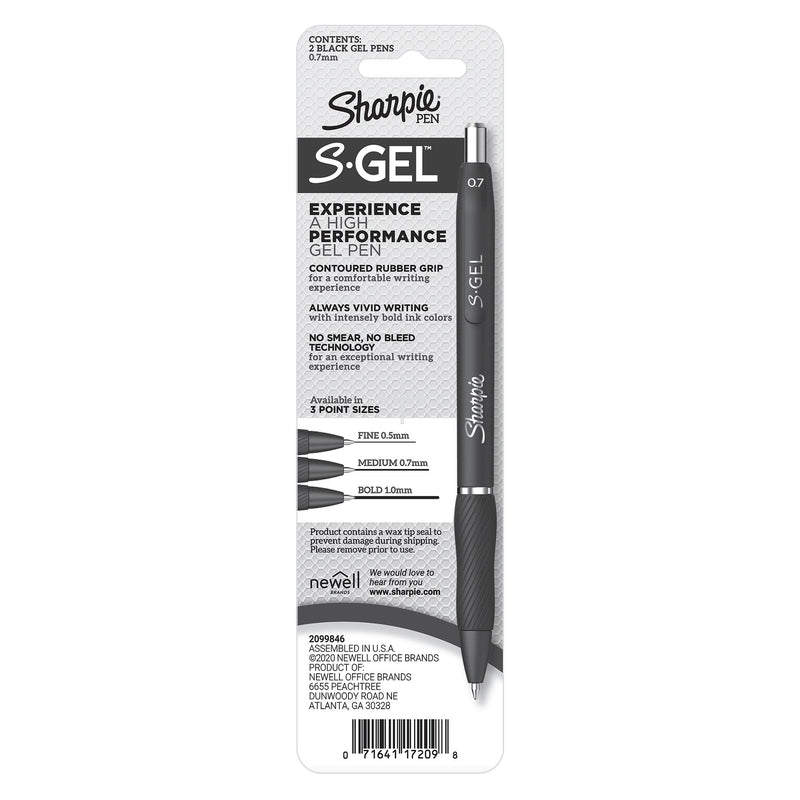 Sharpie S-Gel Black Retractable Gel Pen 2 pk, Pack of 6