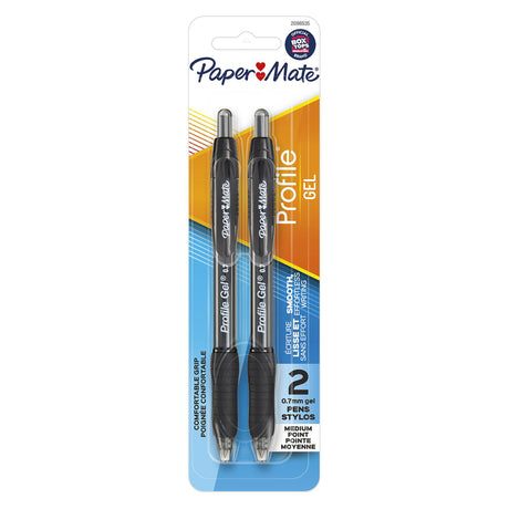 Paper Mate Profile Gel Black Retractable Gel Pen 2 pk, Pack of 6