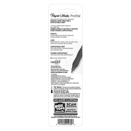 Paper Mate Profile Gel Black Retractable Gel Pen 2 pk, Pack of 6