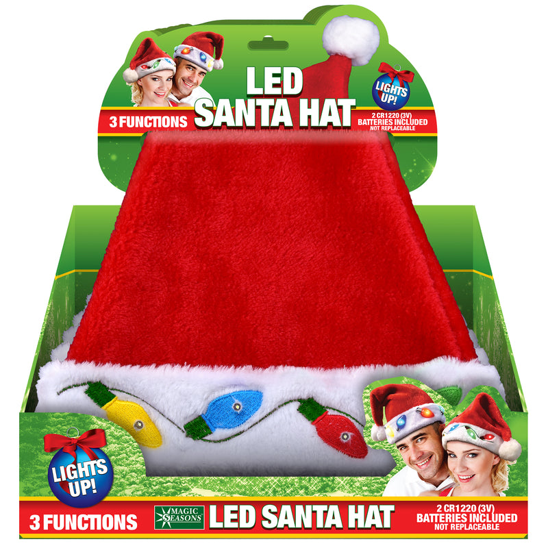 Magic Seasons Christmas LED Santa Hat Plush 1 pc, Pack of 12