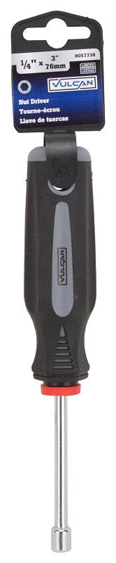Vulcan MC-SD32 Nut Driver, 1/4 in Drive, 7 in OAL, Cushion Grip Handle, Gray/Black Handle, 3 in L Shank